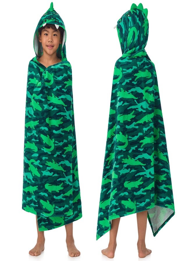 Sainteve Saint Eve Kids 100% Cotton Hooded Towel for Kids and Toddlers - Soft and Super Absorbent Bath, Pool, Beach, Swim Towel Wrap - Green Alligator - Image 2